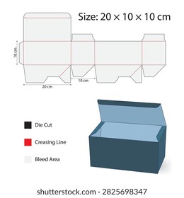 Auto Lock Box Die Cut Template – Crash Lock Bottom Packaging Dieline