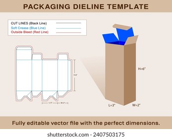 Auto Lock Box And Box Dieline Template, Vector File