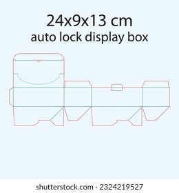 auto lock display box - carton die cut - template - key line