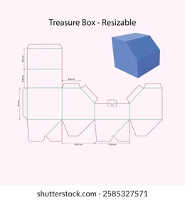Auto Lock Treasure Box die cut - Template - paper box - perfect keyline