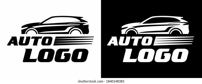 Auto logo. Black stylish graphic silhouette of a modern crossover