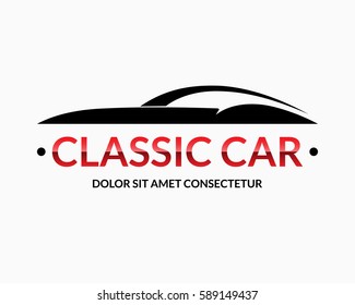 Auto logo. Classic car silhouette with space for company name isolated on white background. Vector illustration