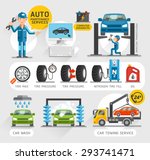 Auto Maintenance Services icons. Vector illustration.