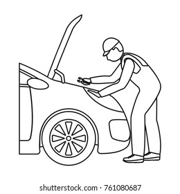 Auto mechanic and adjustment single icon in outline style for design.Car maintenance station vector symbol stock illustration web.
