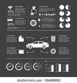 Auto Mechanic Car Service And Maintenance Infographic Elements With Charts And Graphs  Vector Illustration