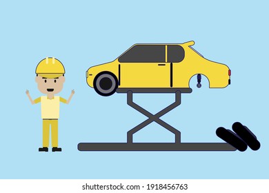 Auto mechanic concept illustration Check the car readiness condition