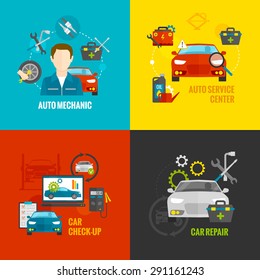Auto mechanic design concept set with car repair service flat icons isolated vector illustration