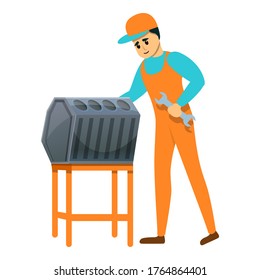 Auto mechanic fix car motor icon. Cartoon of auto mechanic fix car motor vector icon for web design isolated on white background