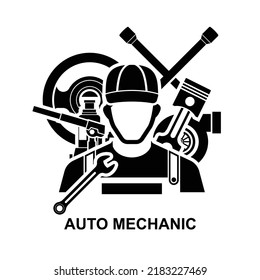 Auto mechanic icon isolated on white background vector illustration.