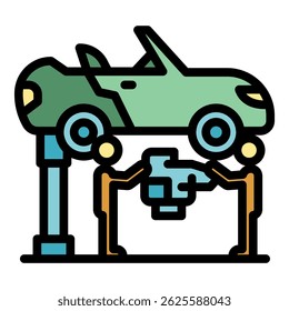 Ícone mecânico automático. Contorno auto mecânico ícone vetor cor plana isolado