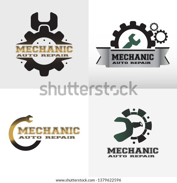 Auto mechanic logo design,car service icon,\
repair sign, technology -vector\
set