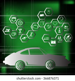 Auto mechanic service flat icons of maintenance car repair