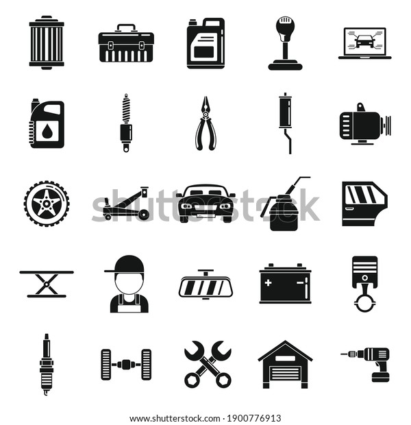 Auto\
mechanic service icons set. Simple set of auto mechanic service\
vector icons for web design on white\
background