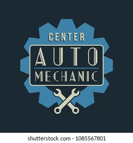 Auto mechanic service. Mechanic service logo set. Repair service auto mechanic logos. Car vintage vector logo set.