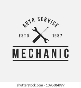 Auto Mechanic Service. Mechanic Service Logo Set. Repair Service Auto Mechanic Logos. Car Vintage Vector Logo Set.