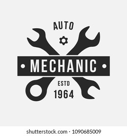 Auto mechanic service. Mechanic service logo set. Repair service auto mechanic logos. Car vintage vector logo set.