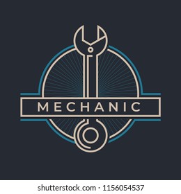Auto mechanic service. Mechanic service logo set. Repair service auto mechanic logos. Car vintage vector logo set. Vector illustration.
