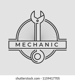 Auto mechanic service. Mechanic service logo set. Repair service auto mechanic logos. Car vintage vector logo set. Vector illustration.