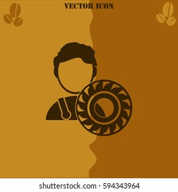 Auto mechanic vector  icon. Coffee symbol background.