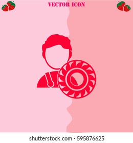 Auto mechanic vector  icon. Strawberry Background.