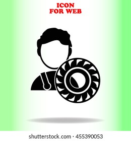 Auto mechanic web icon. Black illustration on white background