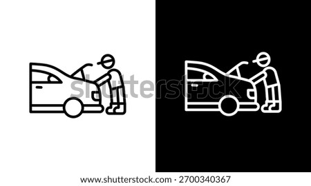 Auto Mechanic White Icon Set Design