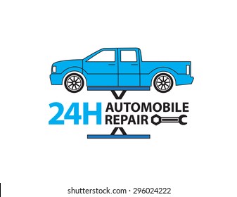 Auto mechanic working in garage, Repair service