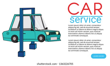 Auto mechanic working under a car. Flat vector design.