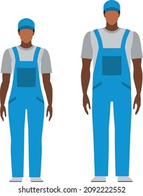 Auto mechanics. Flat vector illustration of African American Car Mechanics 