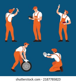 Auto Mechanics Team In Uniform | Mechanic Vector Illustration | Car Repair, Polishing Mechanic Characters