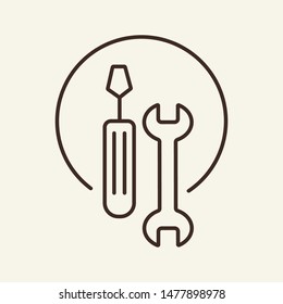 Auto mechanic's tools line icon. Artificer, auto service, tools. Car repair concept. Vector illustration can be used for topics like auto service, motor maintenance, advertising