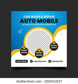 Auto Mobile Car Wash And Repair Social Media Post Design