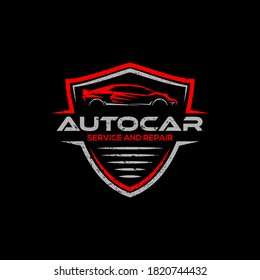 auto modification car logo badge design vector with rustic style