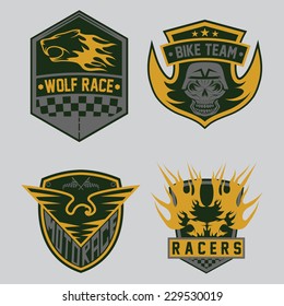 auto and moto racing emblem set and design elements