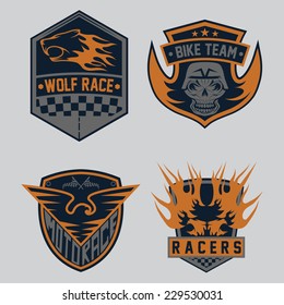 auto and moto racing emblem set and design elements
