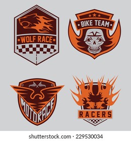 auto and moto racing emblem set and design elements