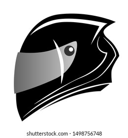 Auto and moto stylized helmet black and white vector illustration.