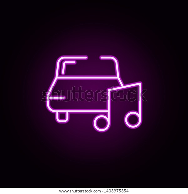 auto\
music neon icon. Elements of transportation set. Simple icon for\
websites, web design, mobile app, info\
graphics