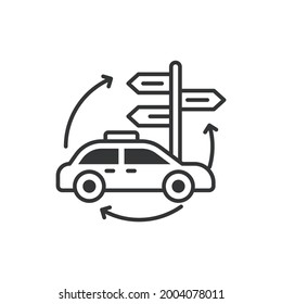 Auto Navigation vector outline icon style illustration. EPS 10 file 
