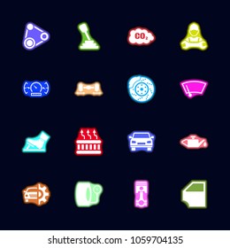 Auto Neon light icons set. Collection bright Vector icon