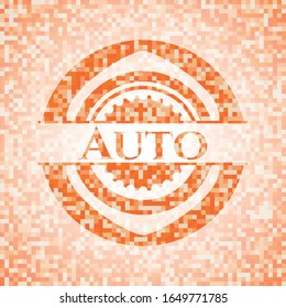 Emblema de mosaico naranja automático. Ilustración vectorial. Detallado.