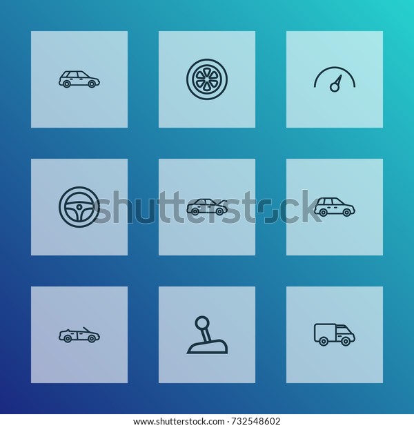 Auto Outline Icons Set. Collection Of Car,
Hatchback, Chronometer And Other Elements. Also Includes Symbols
Such As Counter, Auto,
Rudder.