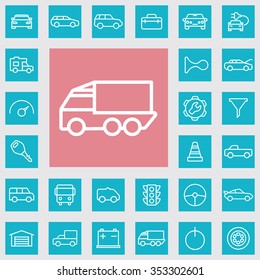auto outline, thin, flat, digital icon set for web and mobile