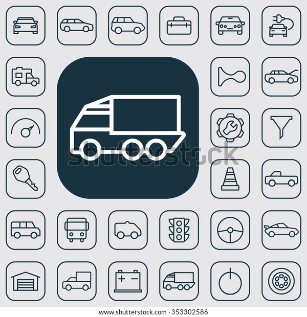 auto outline, thin, flat, digital icon set for web\
and mobile