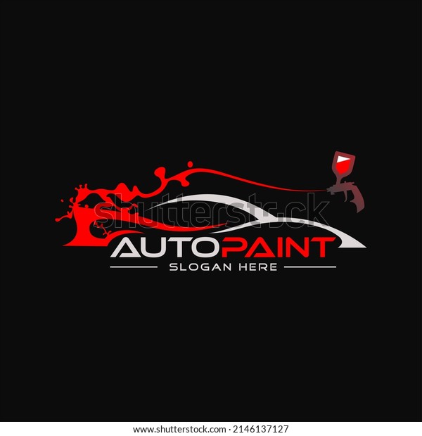 Auto paint service logo design with abstract car and\
spray idea