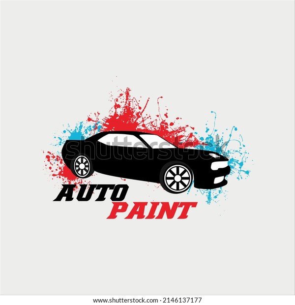 Auto paint service logo design with sport car\
and splash template