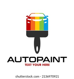 Auto Paint Vector Logo Template. This Design Use Brush And Car Symbol. Suitable For Hobby.