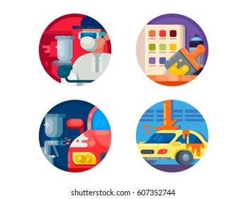 Auto painting set icons