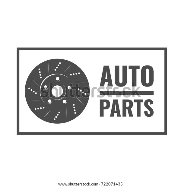 Auto parts banner with brake disk\
exhaust system isolated on white background\
vector\

