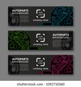 Auto parts banner. Modern template vector design. Vector car service design auto parts template. Header Design Elements. Abstract auto parts banner template background. Collection car service design